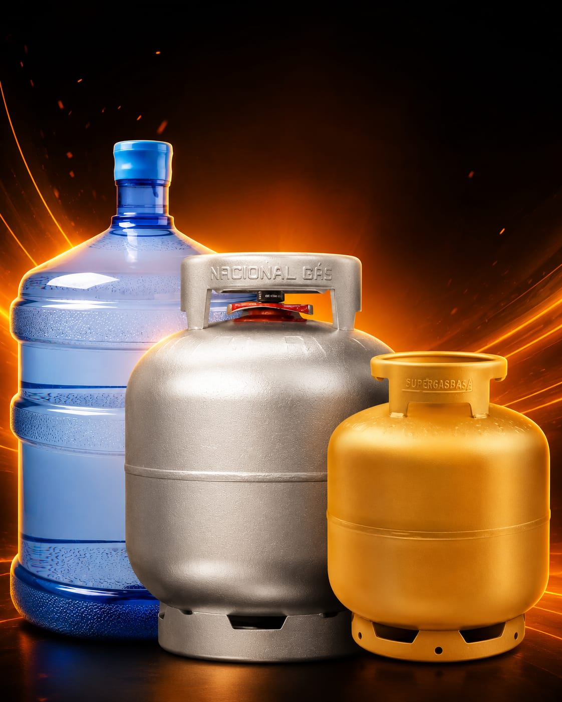 Botijão de gás e galão de água mineral 20L